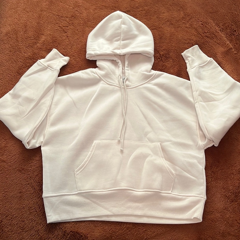 Cream cropped hoodie